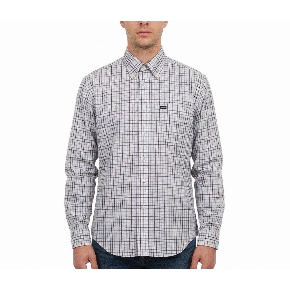 Faconnable Mens Multi-Color Cotton Plaid Button-Up Shirt Size M